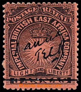 Brit. East Africa 1895, Provisorium Mombasa 1A/3A, ex. existují 4 kusy, ex. Krieger