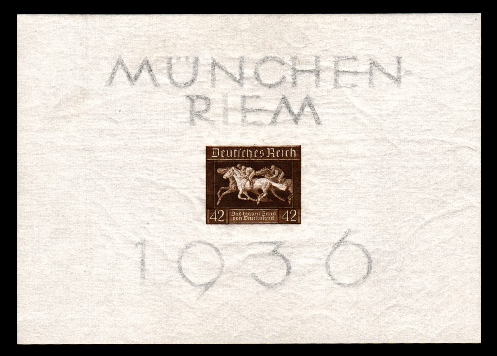 Germany 1936, "Braune Band" imperforated sheet, significamt rarity, only a few pieces are known to exist