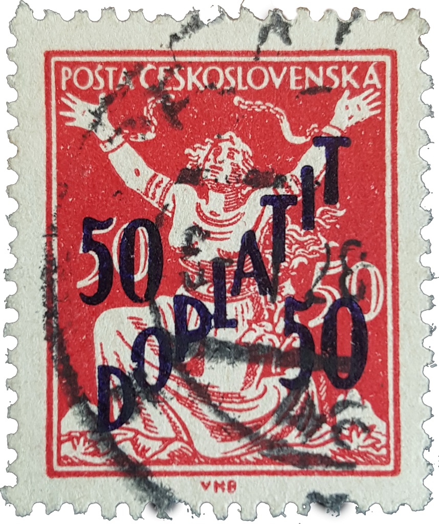 ČSR 1927 printing error Doplatit 50 na 50 (50 to 50 surcharge) most significant authentic rarity from Czechoslovakia