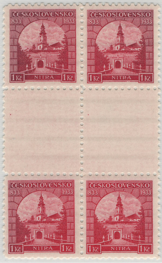 ČSR 1933, strip of 2 interpaneau Nitra, only 3 known pairs